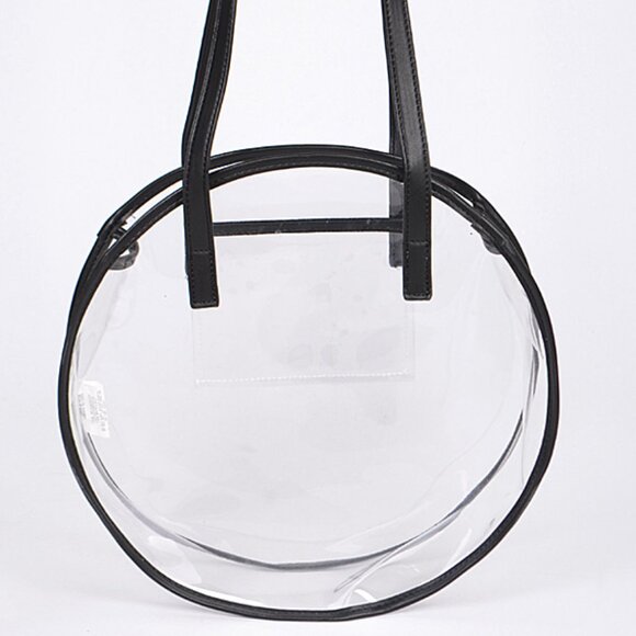 Clear Event Approved Round Shoulder Tote Bag- W/ Black Accents & Pocket - NWT - Picture 1 of 8